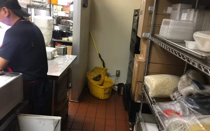 Tight urban commercial kitchen with limited floor space for cold storage